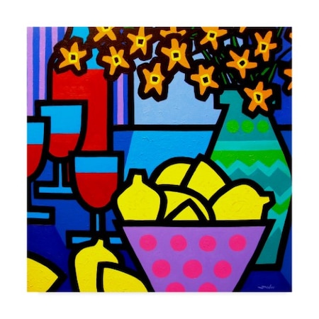 John Nolan 'Wine, Lemons And Flowers' Canvas Art,24x24